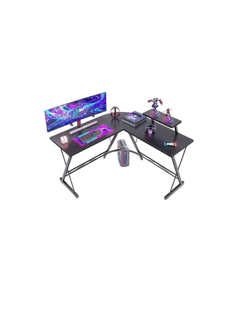 L Shaped Desk Corner Computer Table Home Gaming Desk Office Writing Workstation Space-Saving Easy to Assemble Black EI-104 - Image 4